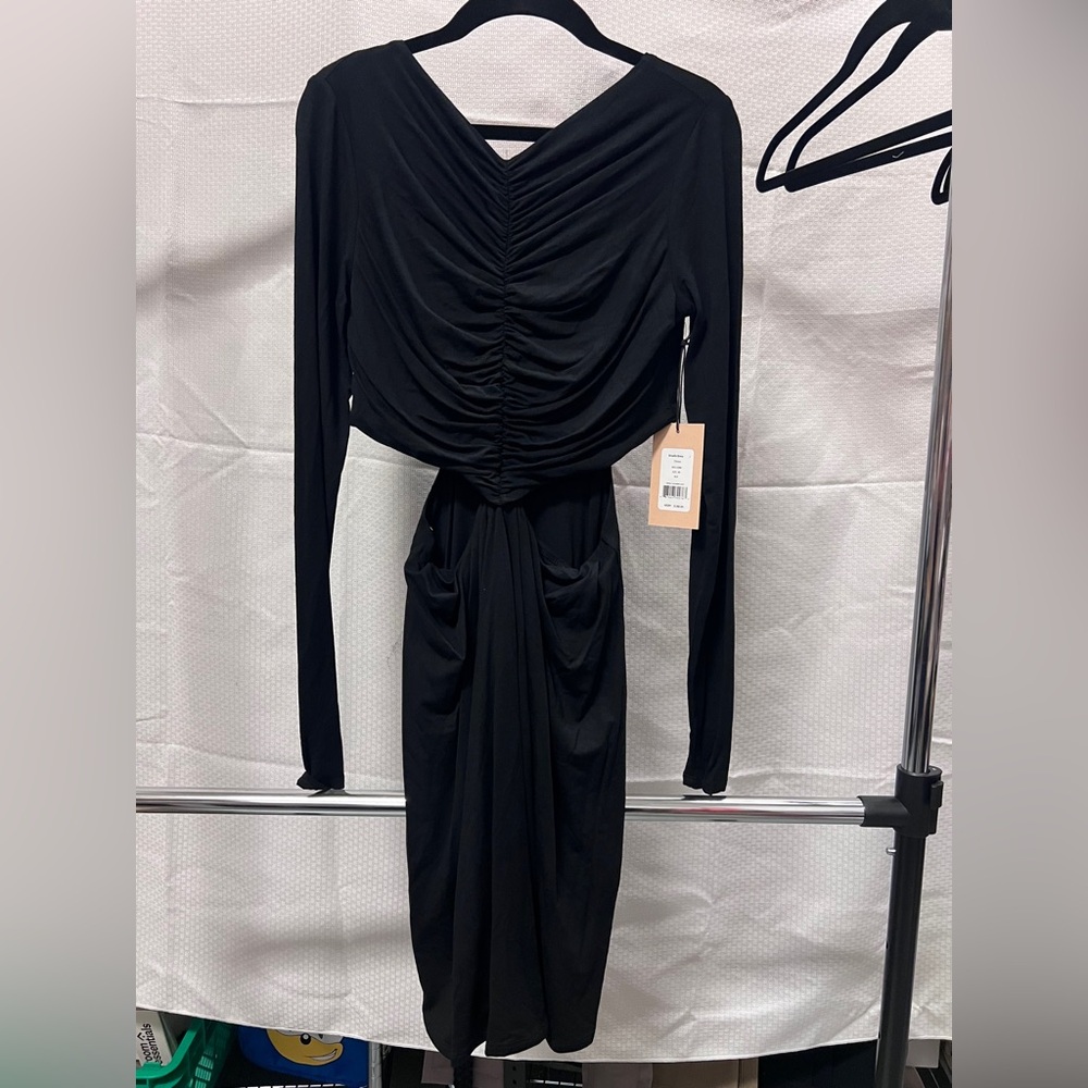 NWT Bailey 44 Elegant Black Ornella Ruched Dress